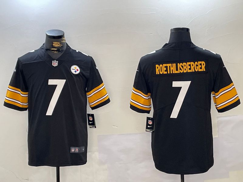 Men Pittsburgh Steelers #7 Roethlisberger Black 2024 Nike Vapor Limited NFL Jersey style 2